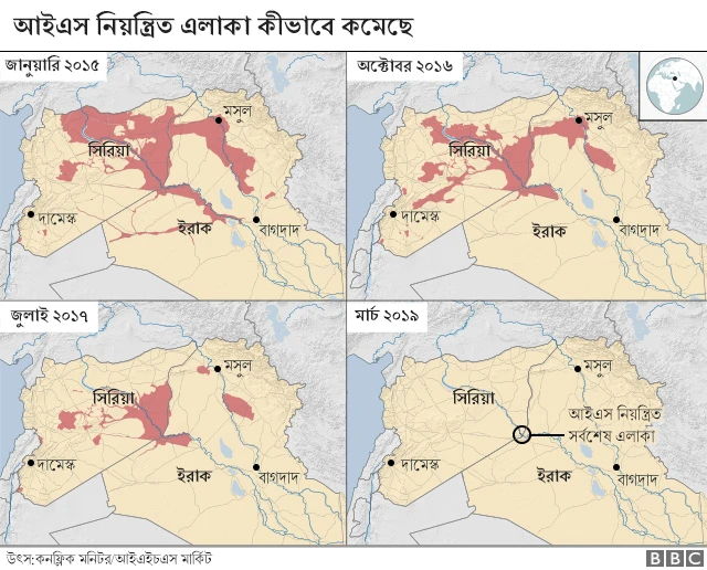 আইএস কীভাবে ধীরে ধীরে তাদের ভূখন্ড হারিয়েছে