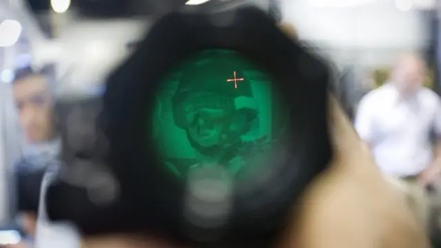 View through nightvision binoculars at Israel Defense exhibition in Tel Aviv (file photo)