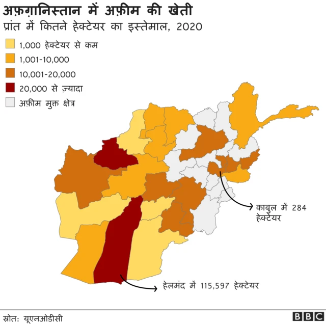 अफ़ग़ानिस्तान में कितना अफ़ीम