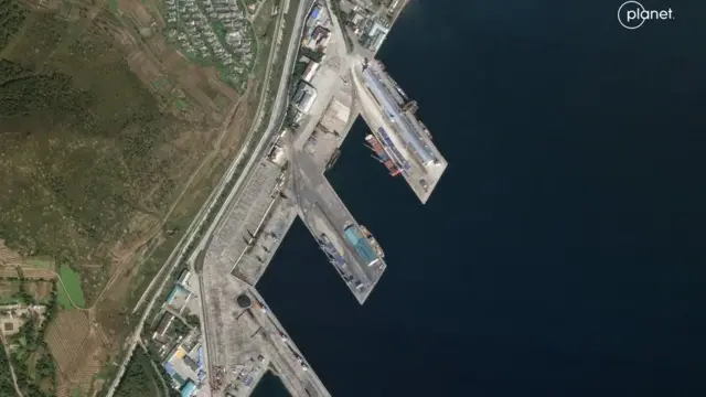 یک تصویر ماهواره‌ای از بندر راسون کره شمالی در ماه اکتبر