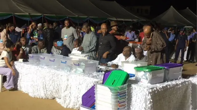 National working committee member plus INEC Staff as dem dey sort di votes for di indirect primaries for Igboukwu field D/Line