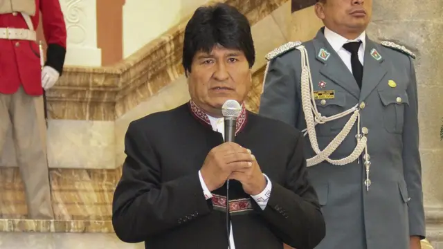 Evo Morales en Palacio de Gobierno.