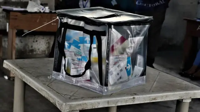 Une urne de la Commission électorale nationale indépendante dans un bureau de vote à Goma, dans l'est de la RDC