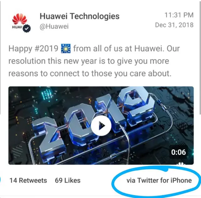 توئیت کارکنان هواوی