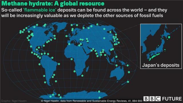 全球的甲烷水合物储藏分布
