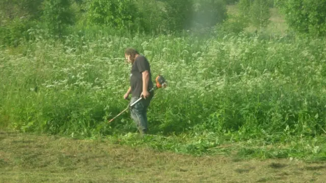 Мужчина с косилкой