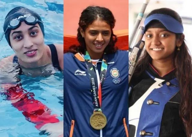 માના પટેલ, અંકિતા રૈના અને ઇલાવેનિલ વલારિવન