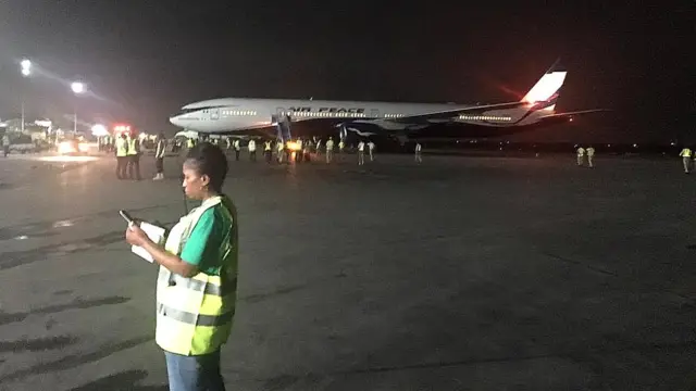 Hoton jirgin sama na kamfanin Air Peace da ya dauko rukunin farko na 'yan Najeriya mazauna South Africa da suka dawo gida