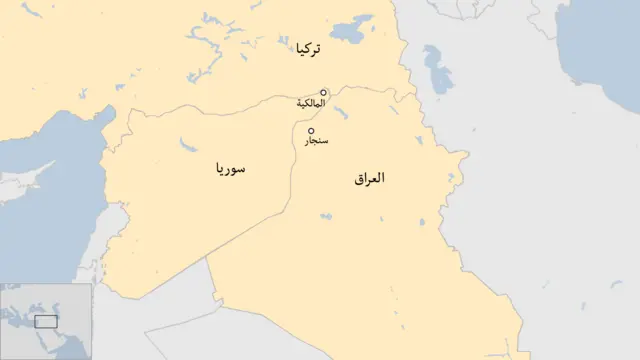 خريطة لحدود العراق وتركيا وسوريا