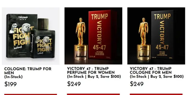 скрін парфумів із сайту gettrumpfragrances.com