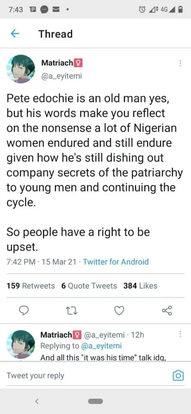 Screenshot of reactions