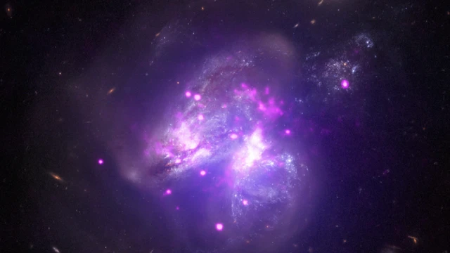 ภาพของคู่ดาราจักร Arp 299 จากกล้องโทรทรรศน์อวกาศจันทรา