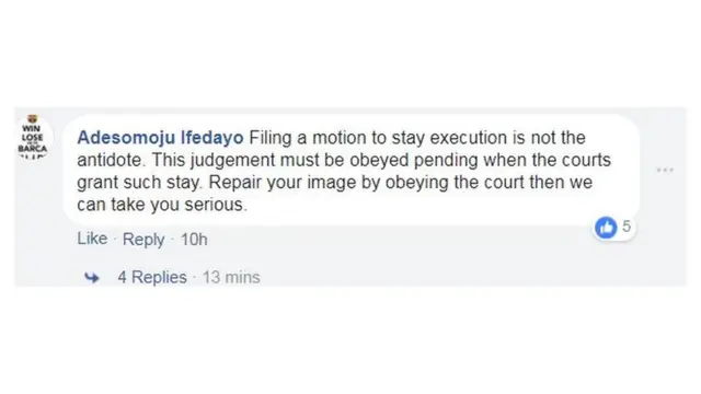 Aworan iriwisi facebook/Adesomoju Ifedayo