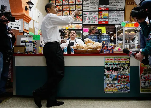 Barack Obama en Woodburn en 2008.