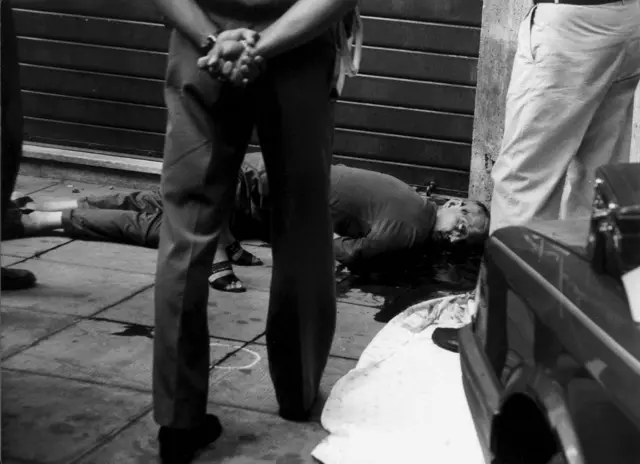 El cuerpo del empresario italiano Libero Grassi. Palermo, 29 de agosto de 1991.