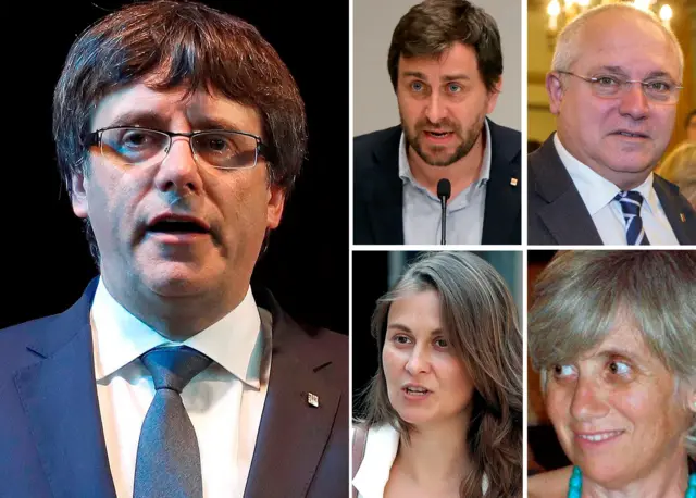 Carles Puigdemont, Antoni Comin, Lluis Puig, Meritxell Serret, y Clara Ponsati.