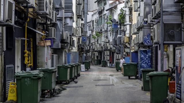 新加坡小巷綠色回收箱