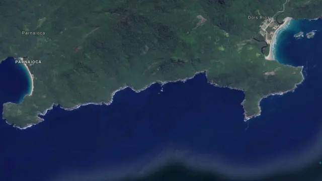 Vista de satélite de parte da Ilha Grande, no Rio de Janeiro