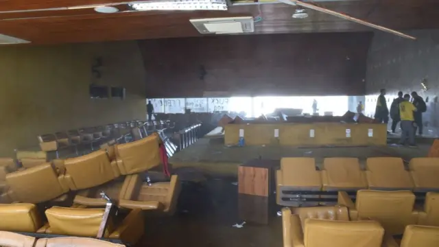 Suasana gedung Kongres Brasil setelah para demonstran menyerbu kompleks pemerintahan di Ibu Kota Brasilia, pada 8 Januari 2023.