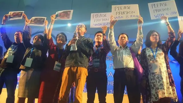 အာဆီယံ လူထုဖိုရမ် (ACSC/AFP)2019 မှာ ဝင်းနဲ့ဇော် လွတ်မြောက်ရေးအတွက် ကန်ပိန်းလုပ်တောင်းဆို