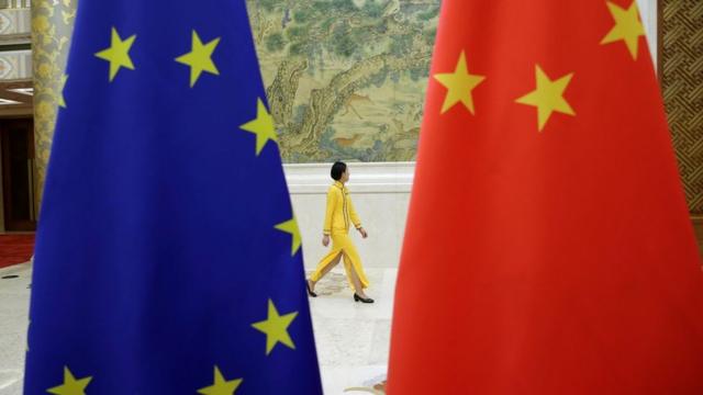 歐盟與中國旗幟