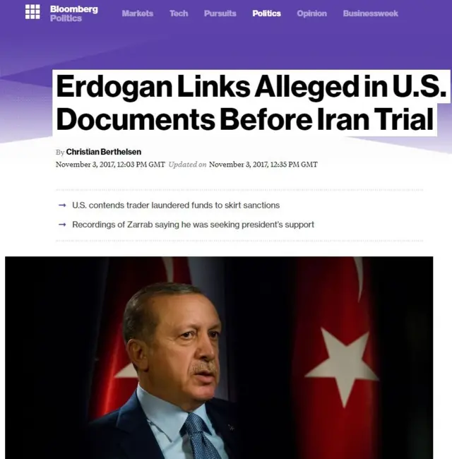 Bloomberg Erdoğan Reza Zarrab manşeti