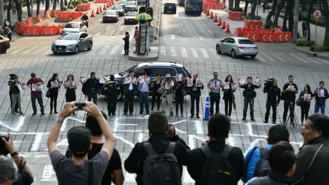 Protesta contra el asesinato de periodistas en México.