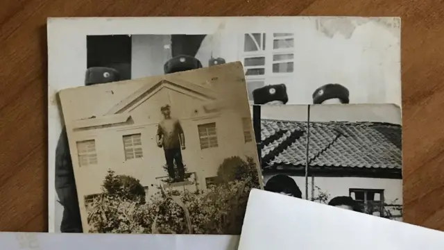 길주군 출신 탈북자가 어렵게 공개한 사진. 맨 뒤 사진의 상단 부분이 풍계리에 있는 재덕역이다. 오른쪽 기와지붕이 고향 집, 왼쪽은 길주 제1중학교 김일성 동상이다.