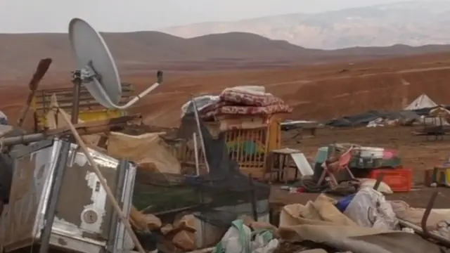 Video released by Israeli human rights group B'Tselem showing demolished homes in the Bedouin settlement of Khirbet Humsa, in the occupied West Bank (4 November 2020)