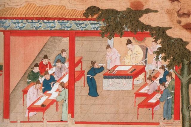 Ilustración del examen en Kaifeng, dinastia Song, China.