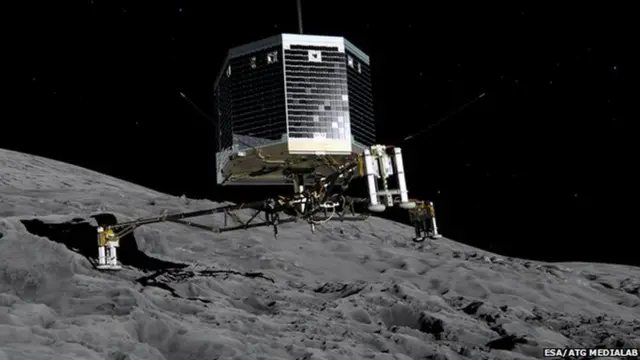 Ilustración del posible aterrizaje del Philae