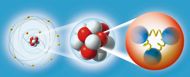 Ilustración de un átomo y un protón
