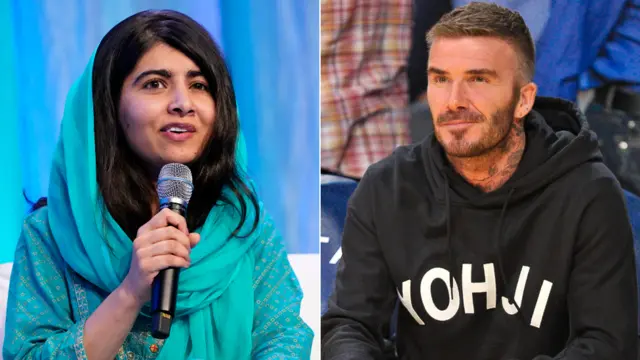 Montagem com fotosbetbet365Malala Yousafzai e David Beckham