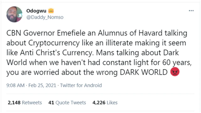 "CBN Governor cryptocurrency"