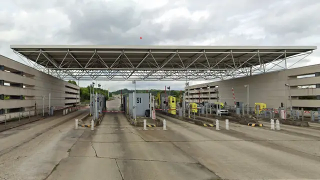 A toll booth on the A154 motorway in Normandy