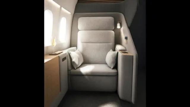 Концепция стильного и подсоединенного к глобальной сети салона для состоятельных авиапассажиров