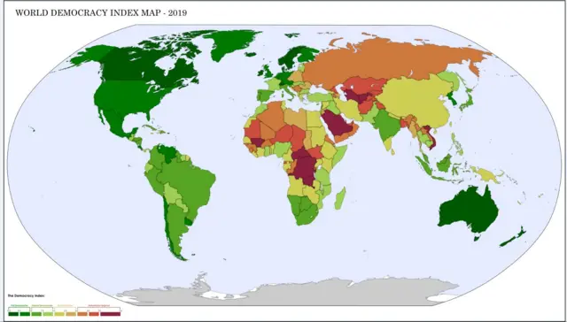 Mapa Mundial del Índice de Democracia de 2019