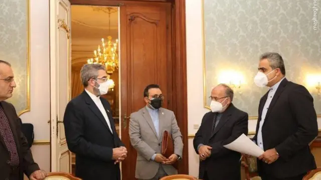 مقام های ایرانی از دو روز گذشته مشغول دیدارهای رسمی و غیررسمی در وین هستند. علی باقری مذاکره کننده ارشد اتمی ایران (نفر دوم از چپ) از منتقدان این توافق بوده است