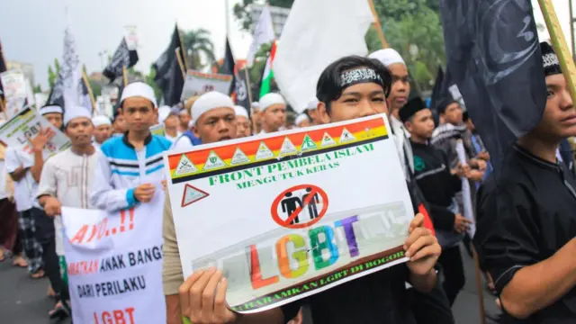 Demonstrasi anti-LGBT di Bogor, Jawa Barat, pada 28 November 2018.