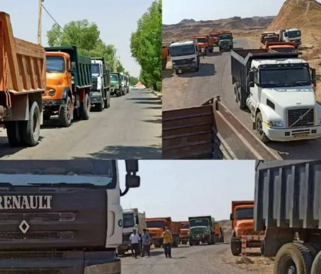 بسته شدن جاده منتهی به شرکت نفت دهلران توسط کامیون‌داران معترض