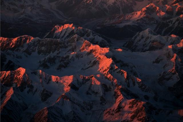 Mountains in pink light