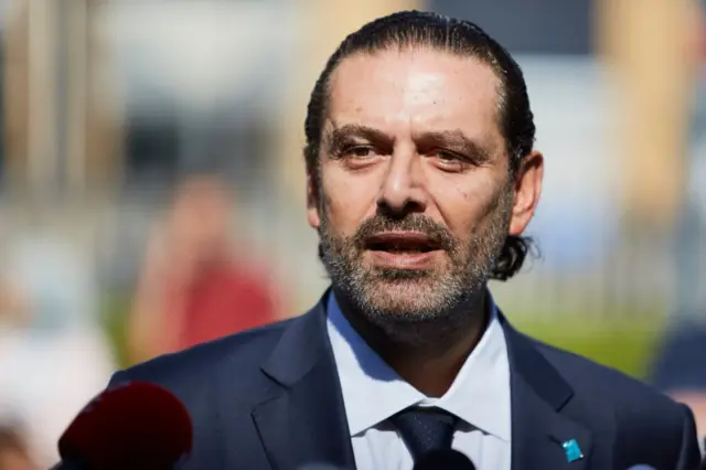 سعد الحريري متحدثا بعد اصدار المحكمة الدولية القرار بشأن اغتيال والده رئيس الوزراء السابق رفيق الحريري، هاغ في هولندا، 18 أغسطس/آب 2020