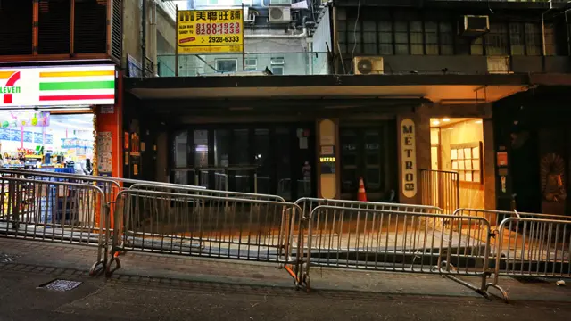 疫情下，一間關閉的蘭桂坊酒吧。