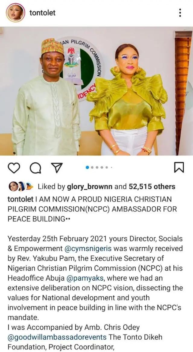 Tonto Dikeh Instagram post#