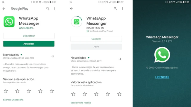 Así se actualiza la app desde la tienda de Google.