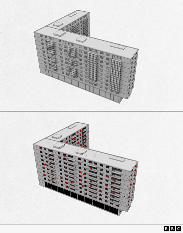Grafički prikaz zgrade sa stanovima koji su u planu za konfiskaciju