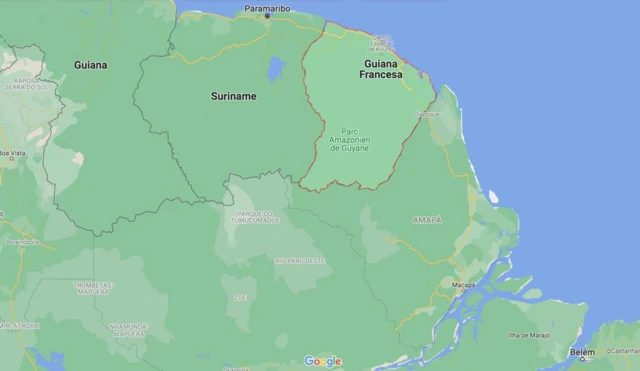 Mapa mostra proximidade entre Oiapoque e Guiana Francesa