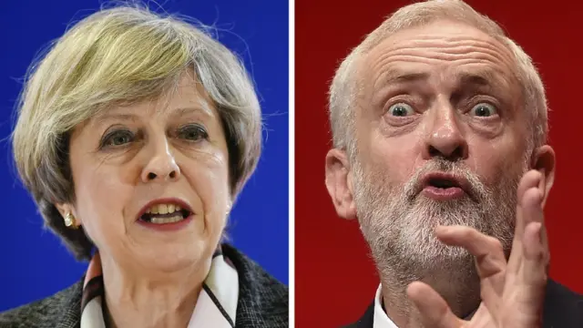 Thủ tướng Anh Theresa May, lãnh đạo đảng Bảo thủ, và ông Jeremy Corbyn, lãnh đạo đảng Lao động đối lập