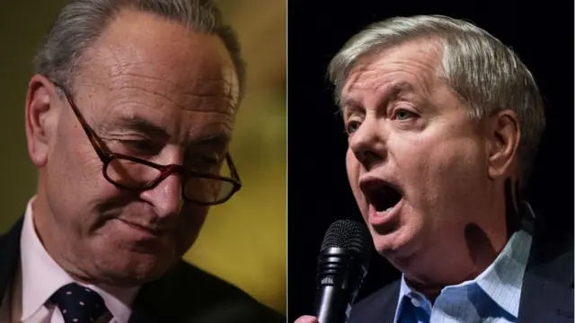 Thượng nghị sĩ Charles Schumer (trái) và Lindsey Graham