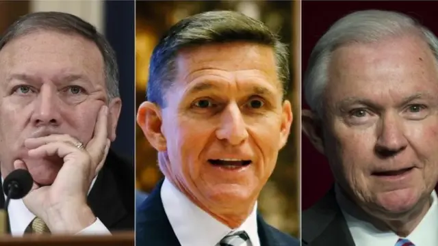 माइक पोंपेय, माइकल फ्लिन और जेफ़ सेशन्स